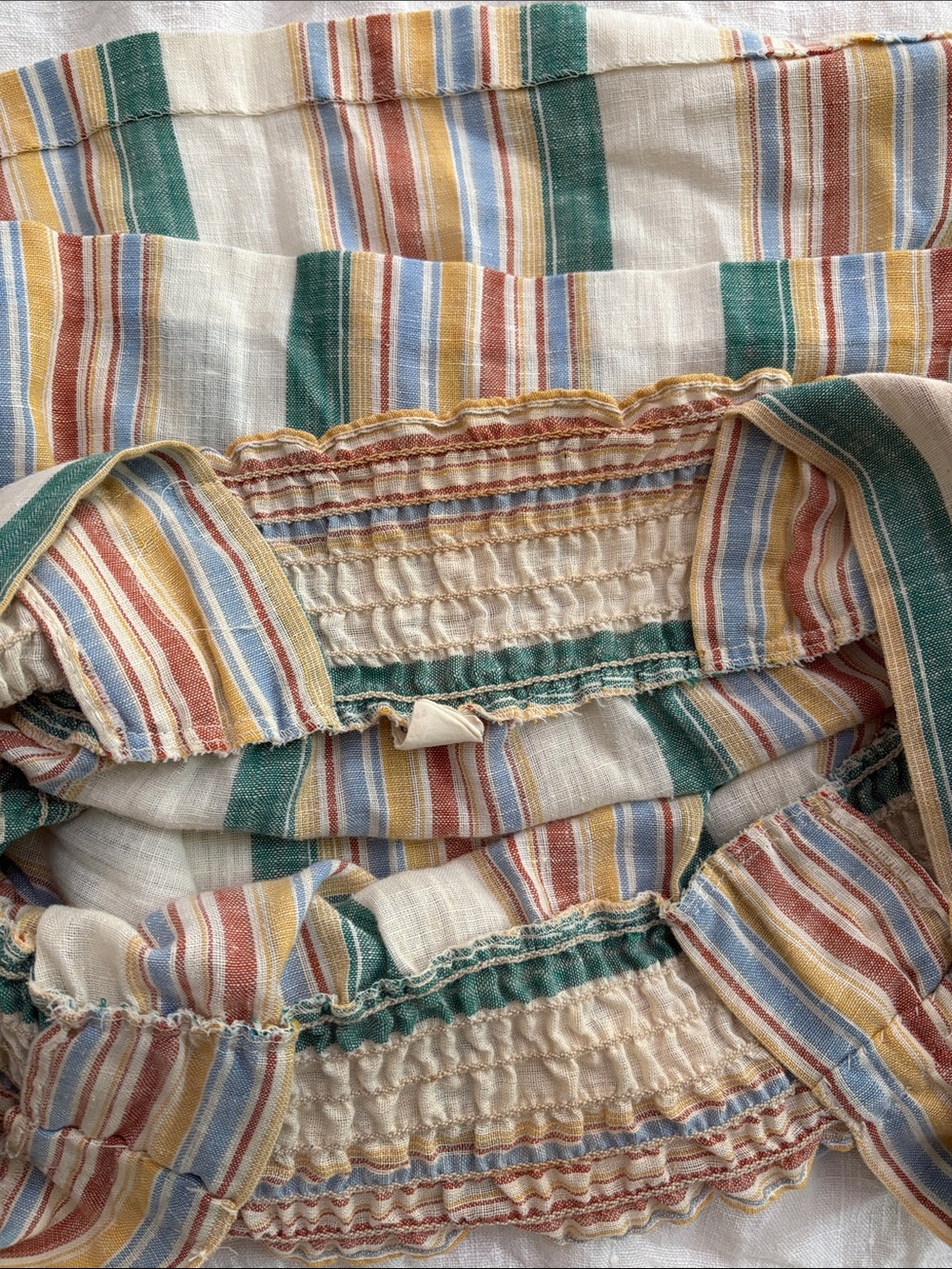 Vintage 70s Striped Smocked Pocket Tank Top - Multicolor Union Made XL - Picture 13 of 13